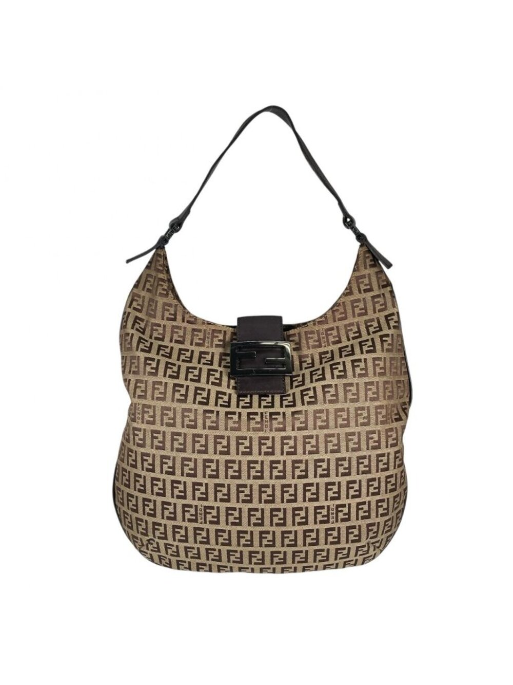 Fendi Zucchino Handbag Canvas Beige